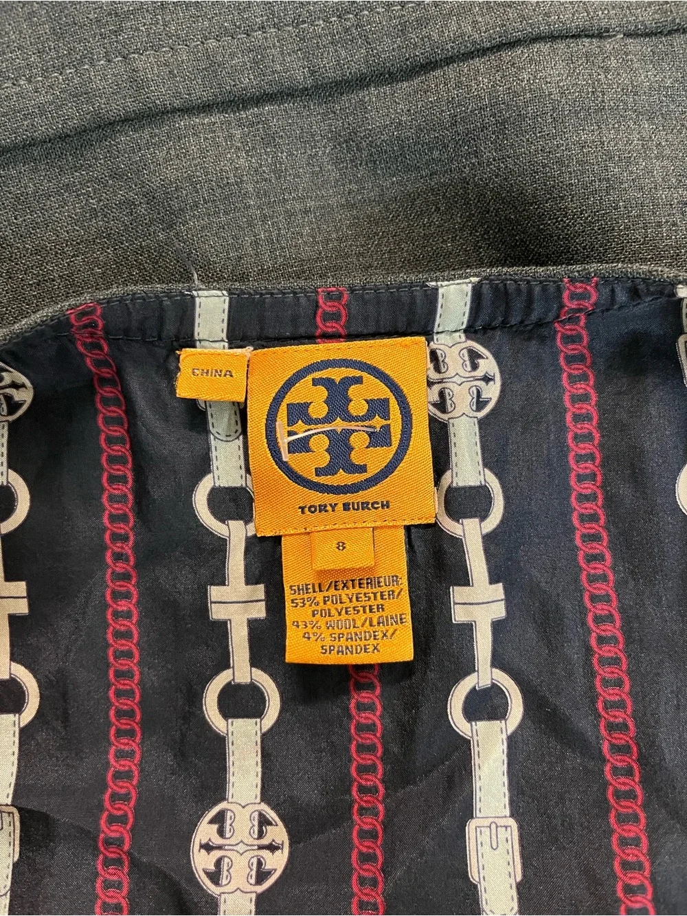 Tory Burch Sleeveless Gray Button-Front Wool Blend Sheath Dress size 8